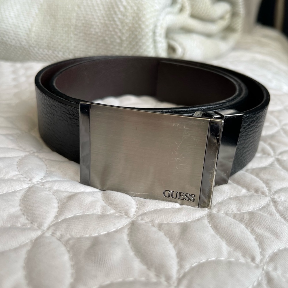 Mens Guess Brass Belt
